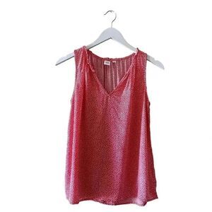 Gap  Womens  Sleeveless Top Red Coral Polka Dot Blouse SZ S #1389